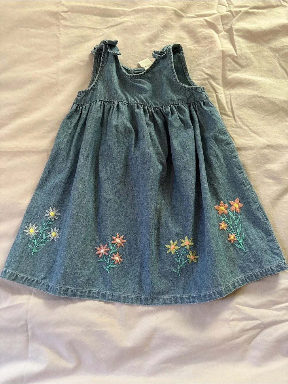 Carter's Blue Denim Sundress with Embroidered Floral Accents
